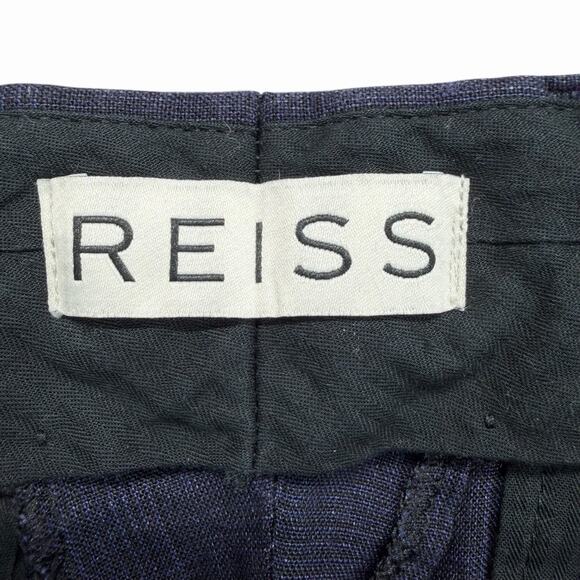 Reiss Asher T Linen Pants Navy Blue Plaid Mens Sz 34 Preppy Academia - Picture 2 of 10